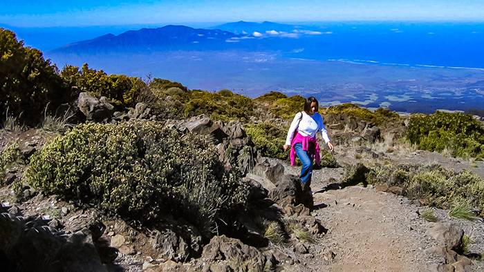 Hiking on Haleakala, one of the things to do when you plan a solo trip to Hawaii.